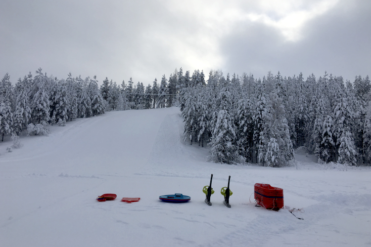 Snow hill sledding